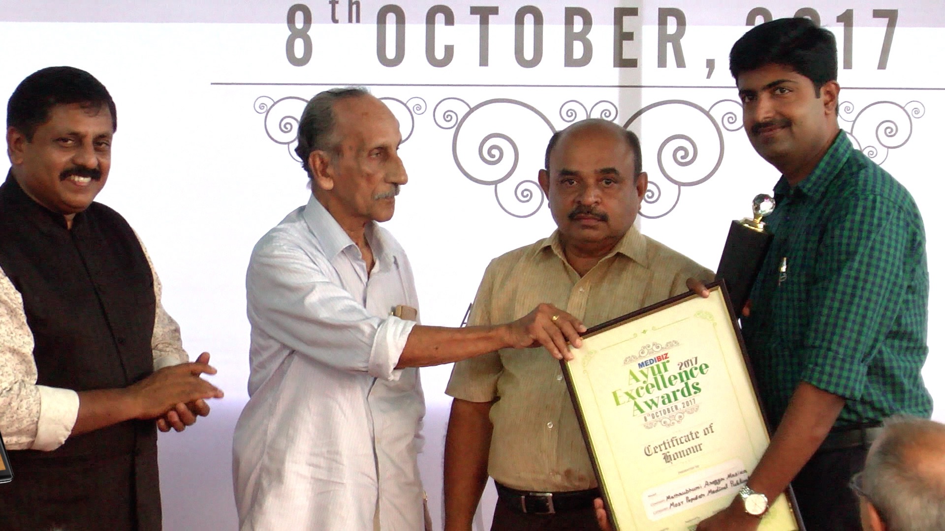 Medi Biz Ayur EXcellence Award-Most popular Medical Publication-Mathrubhumi Arogyam Masika